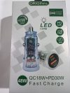 شارژر فندکی خودرو 48 وات QC18W + PD30W با چراغ LED